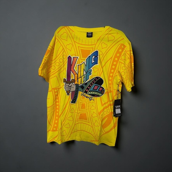 King of Hearts Yellow Graphic T-Shirt XL Brand New With Tags Bold Streetwear Tee - Picture 3 of 10